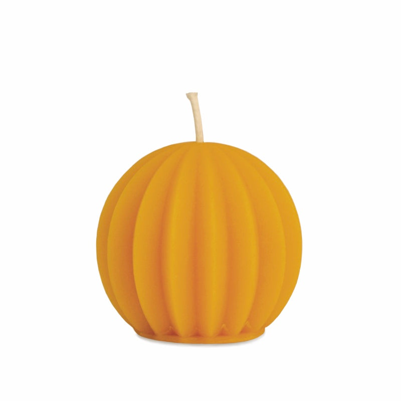 Bienenwachskerze "Kugelkerze mit Längsrillenstruktur"